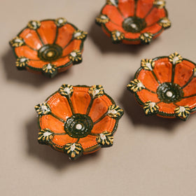 Festive handpainted clay diya (set of 4) 03 - handcrafted