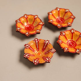 Festive handpainted clay diya (set of 4) 05 - handcrafted