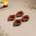 Festive handpainted clay diya (set of 4) 07 - handcrafted