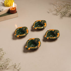 Festive handpainted clay diya (set of 4) 11 - handcrafted