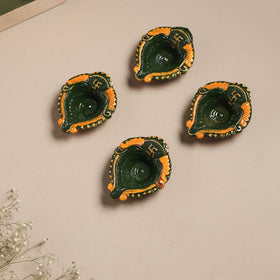 Festive handpainted clay diya (set of 4) 11 - handcrafted