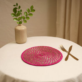 Pink - Handcrafted Eco-Friendly Sabai Grass Spiral Mat 05