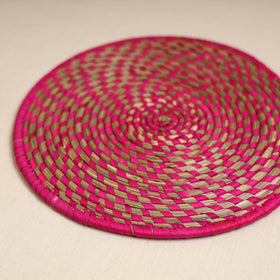 Pink - Handcrafted Eco-Friendly Sabai Grass Spiral Mat 05