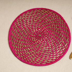 Pink - Handcrafted Eco-Friendly Sabai Grass Spiral Mat 05