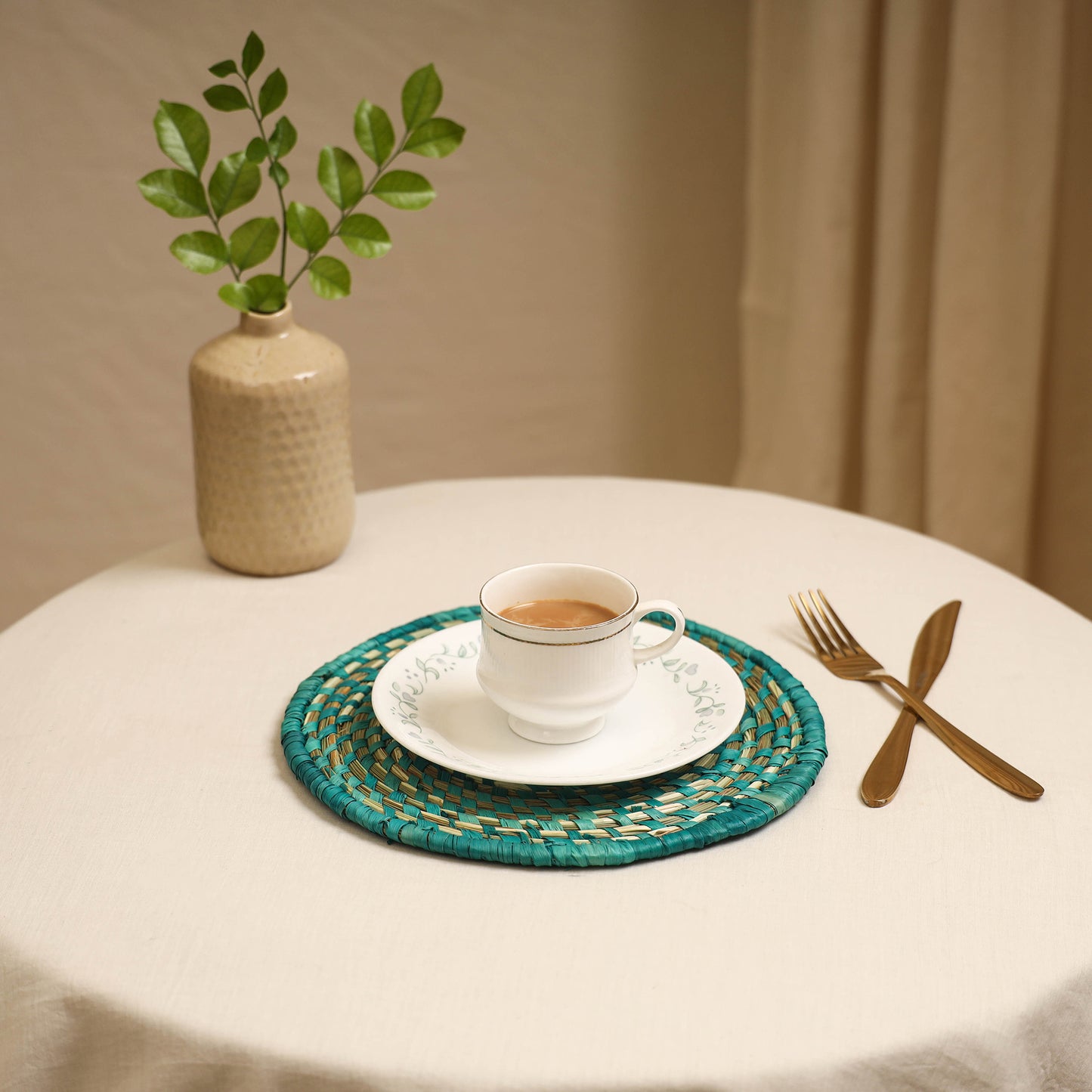 Green - Handcrafted Eco-Friendly Sabai Grass Spiral Mat 06