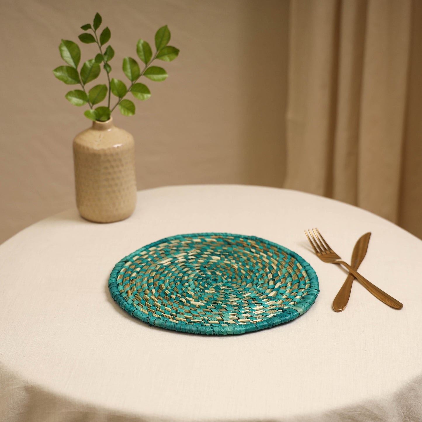 Green - Handcrafted Eco-Friendly Sabai Grass Spiral Mat 06