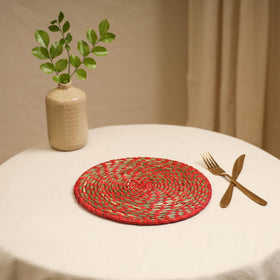 Red - Handcrafted Eco-Friendly Sabai Grass Spiral Mat 08