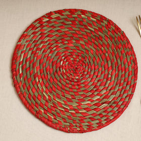 Red - Handcrafted Eco-Friendly Sabai Grass Spiral Mat 08