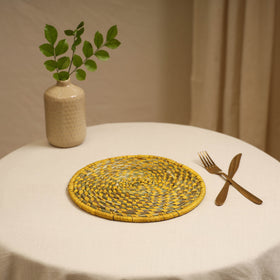 Yellow - Handcrafted Eco-Friendly Sabai Grass Spiral Mat 07