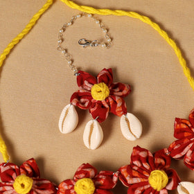 Red - handmade fabart floral jewellery set 03 - handcrafted