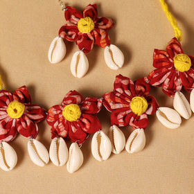 Red - handmade fabart floral jewellery set 03 - handcrafted