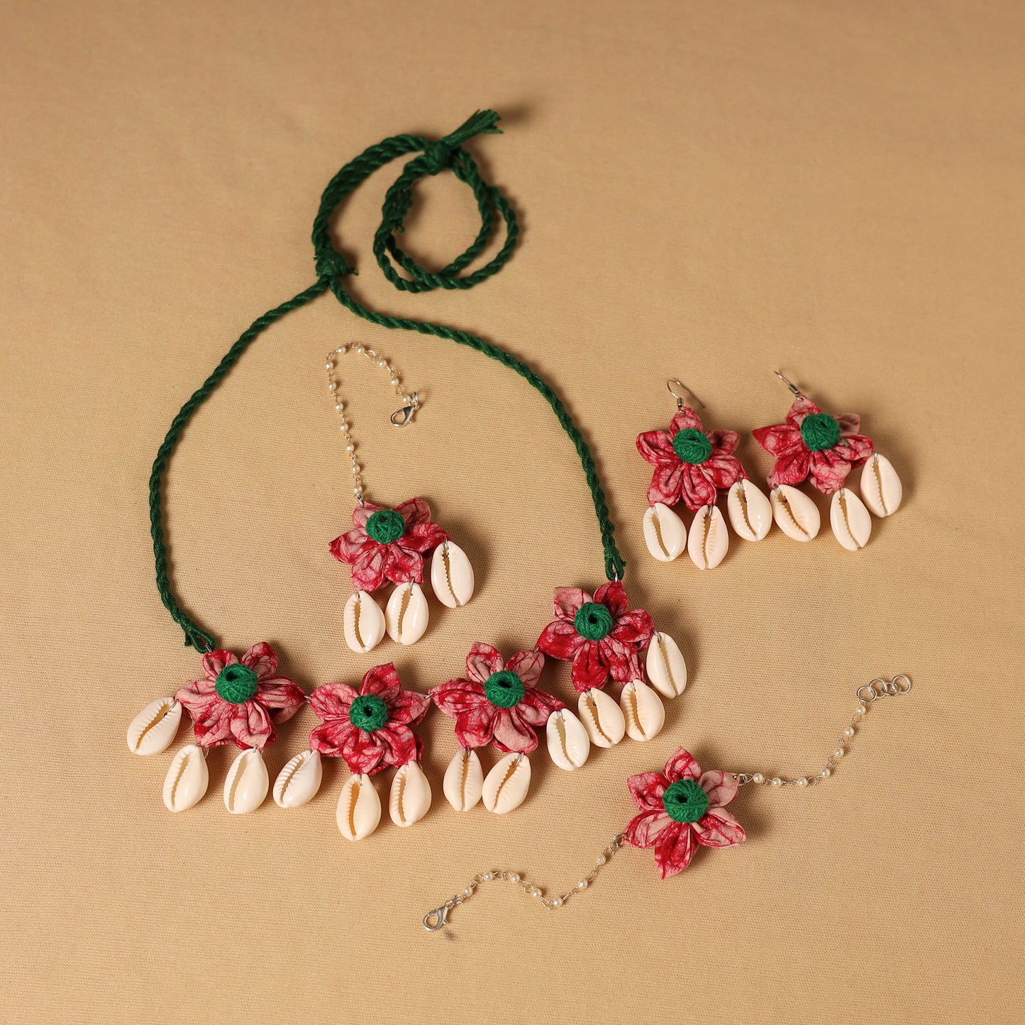 Handmade Fabart Floral Jewellery Set