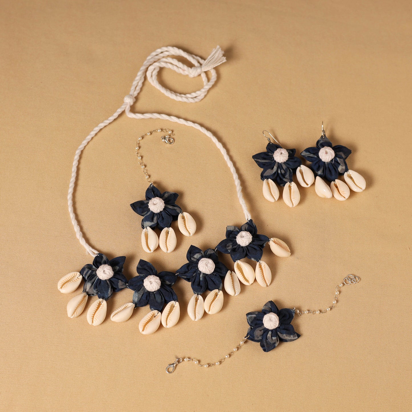 Multicolor - handmade fabart floral jewellery set 06