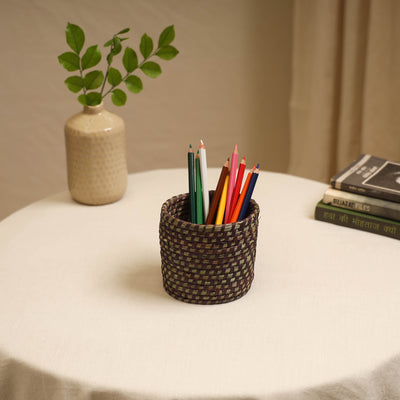 Brown - Handcrafted Eco-Friendly Sabai Grass Pen Stand 01