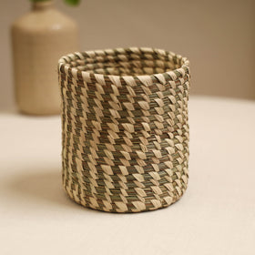 Beige - Handcrafted Eco-Friendly Sabai Grass Pen Stand 04