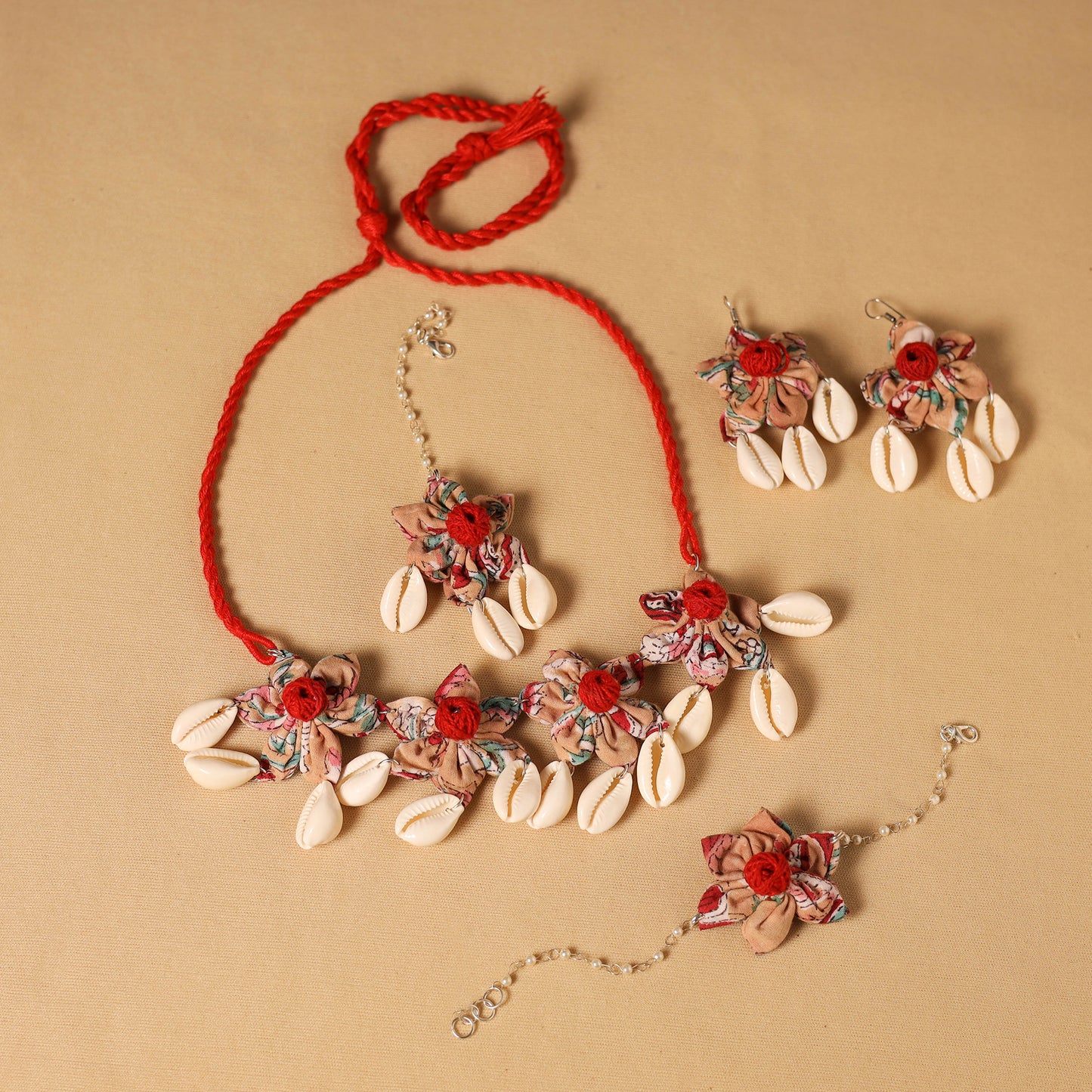Handmade Fabart Floral Jewellery Set