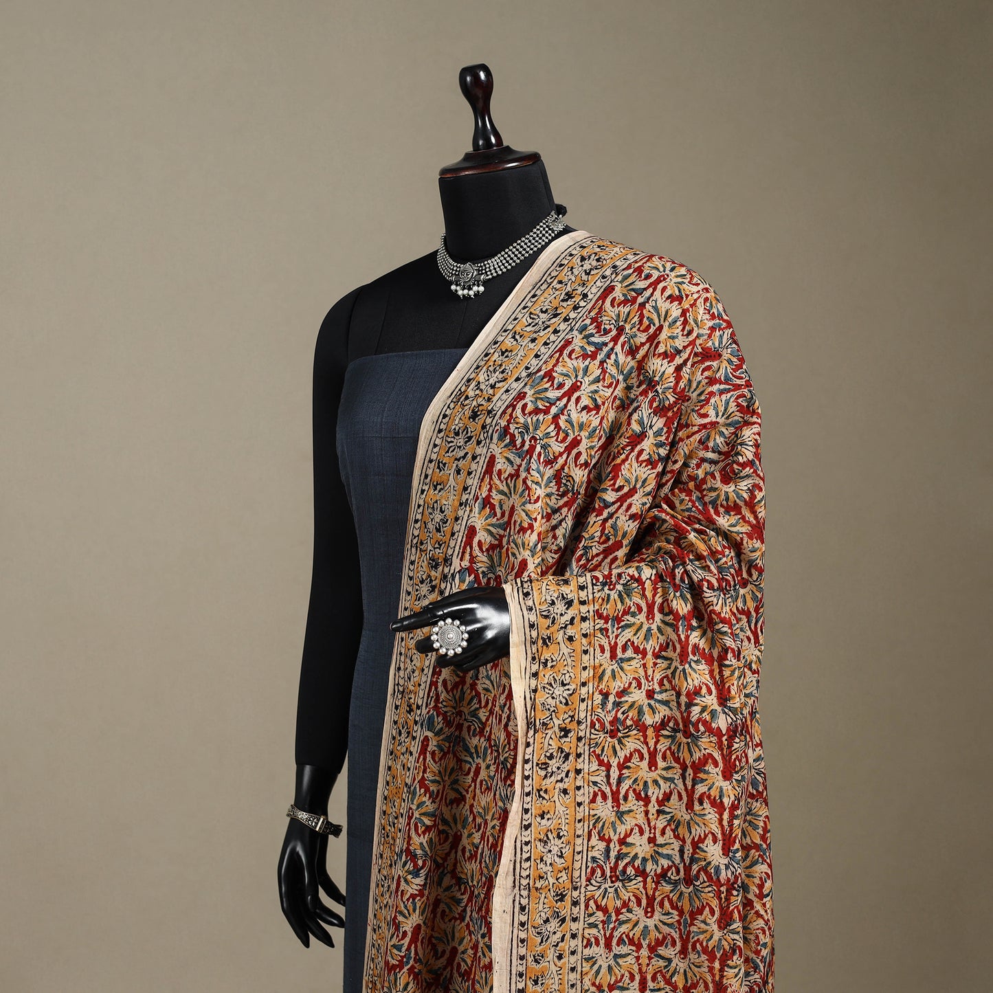 Multicolor - pedana natural dyed cotton kalamkari dupatta