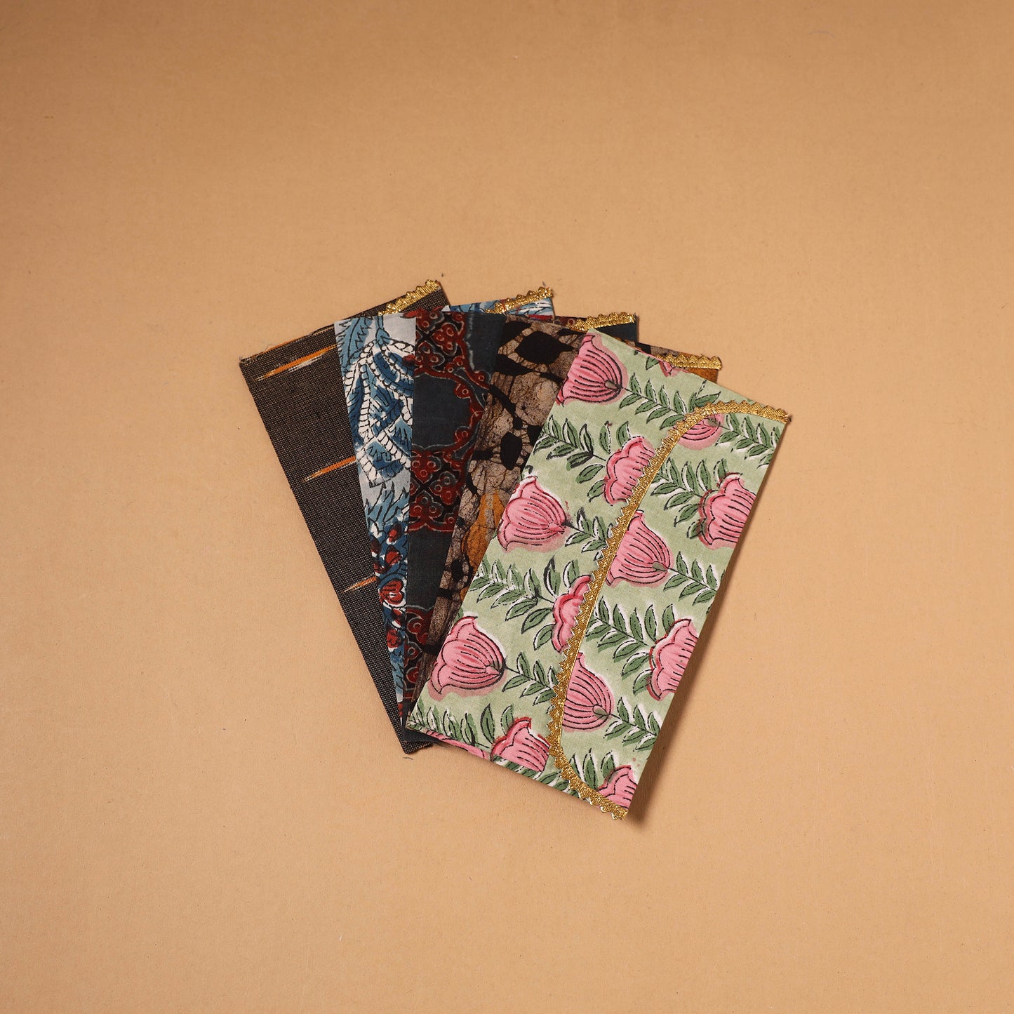 Multicolor - Handmade Fabric Envelopes (Assorted Set of 5) 07