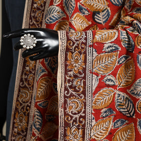 Red - pedana natural dyed cotton kalamkari dupatta 17