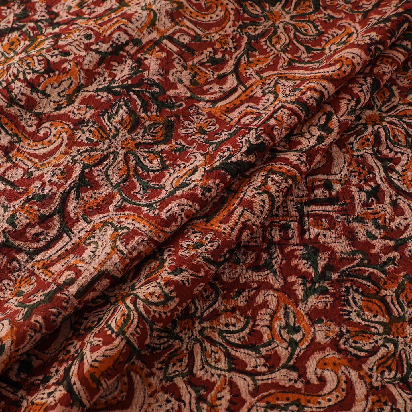 Pedana Hand Block Print Natural Dyed Cotton Kalamkari Fabric 01