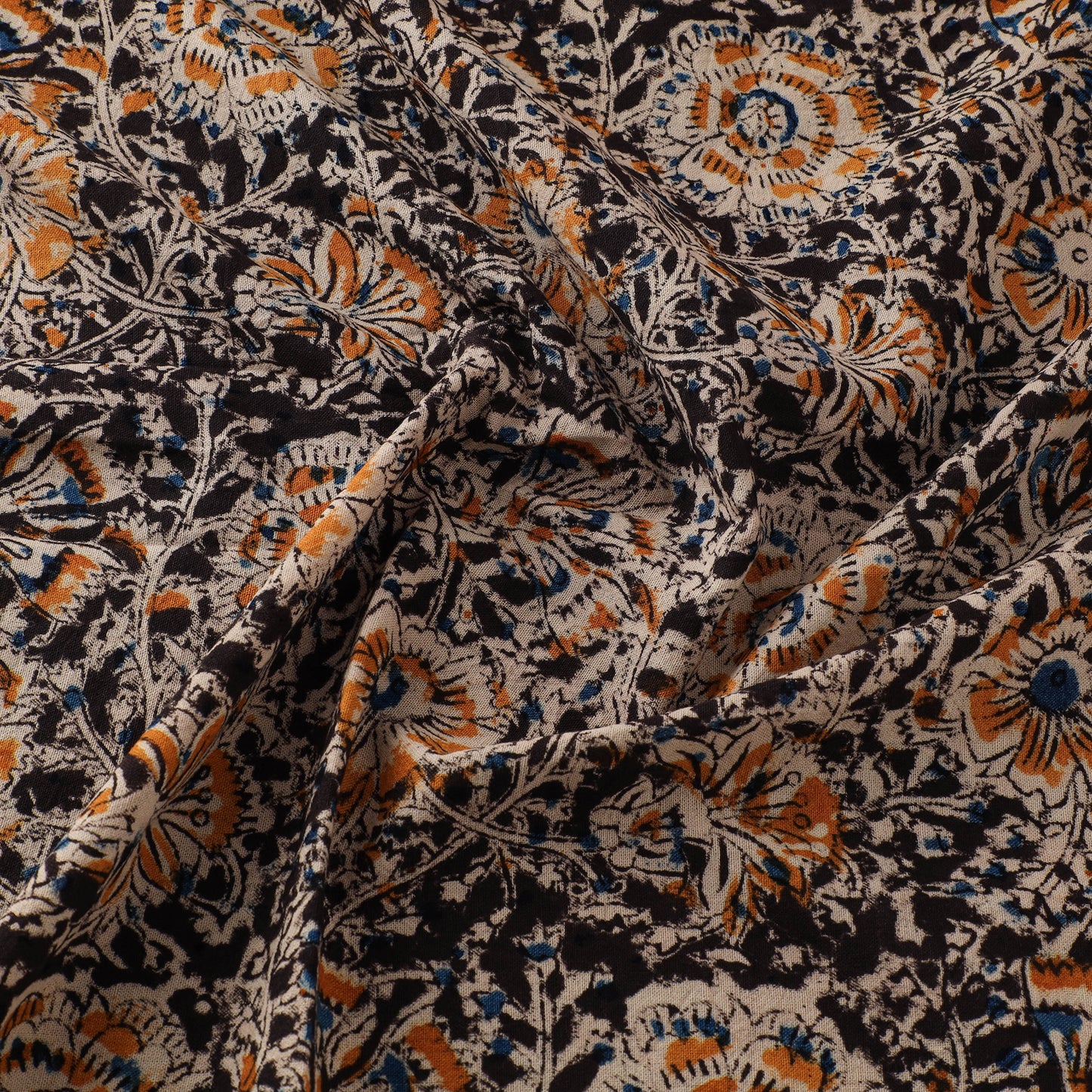Pedana Hand Block Print Natural Dyed Cotton Kalamkari Fabric 02