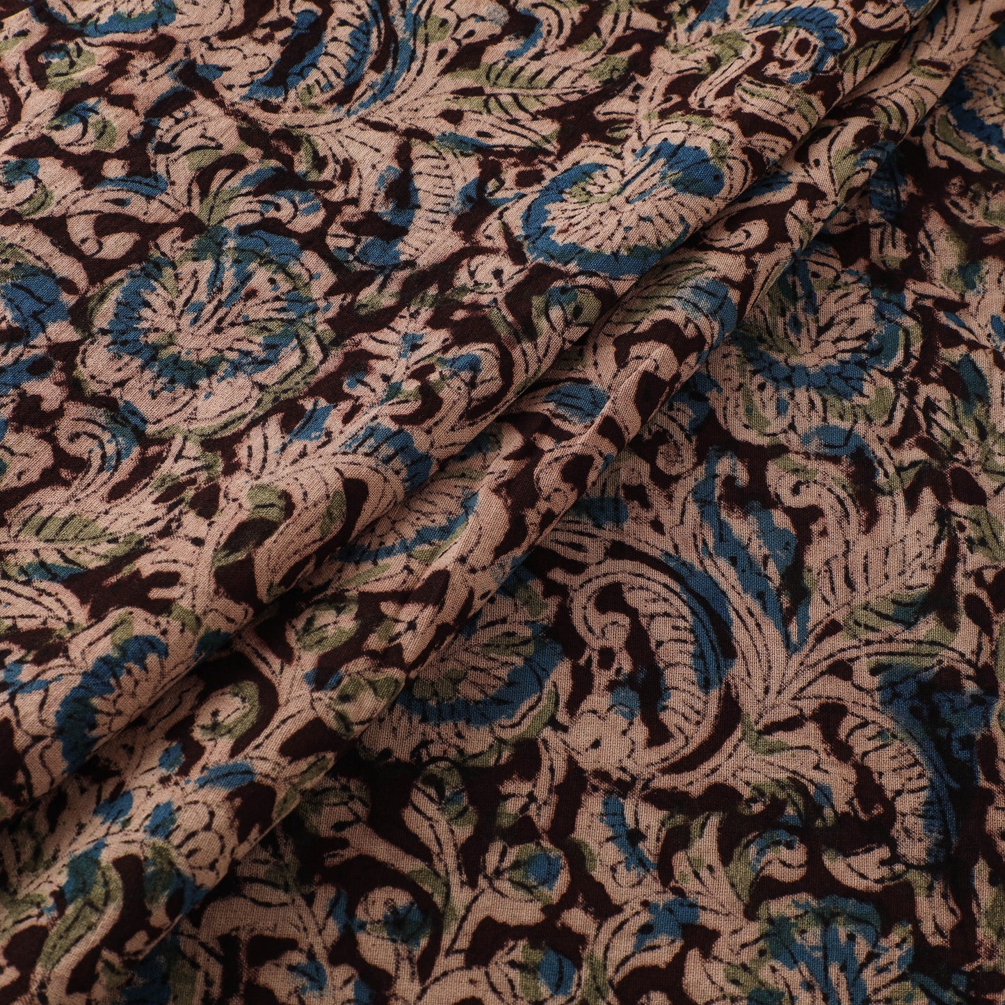 Pedana Hand Block Print Natural Dyed Cotton Kalamkari Fabric 03