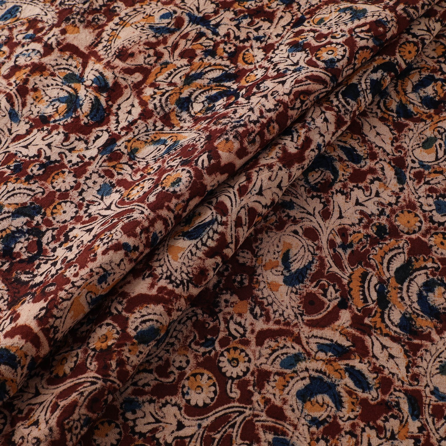 Pedana Hand Block Print Natural Dyed Cotton Kalamkari Fabric 04