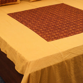 Yellow - kantha stitch with bagh patch cotton bedsheet set