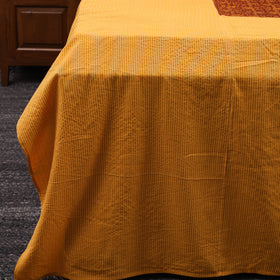 Yellow - kantha stitch with bagh patch cotton bedsheet set