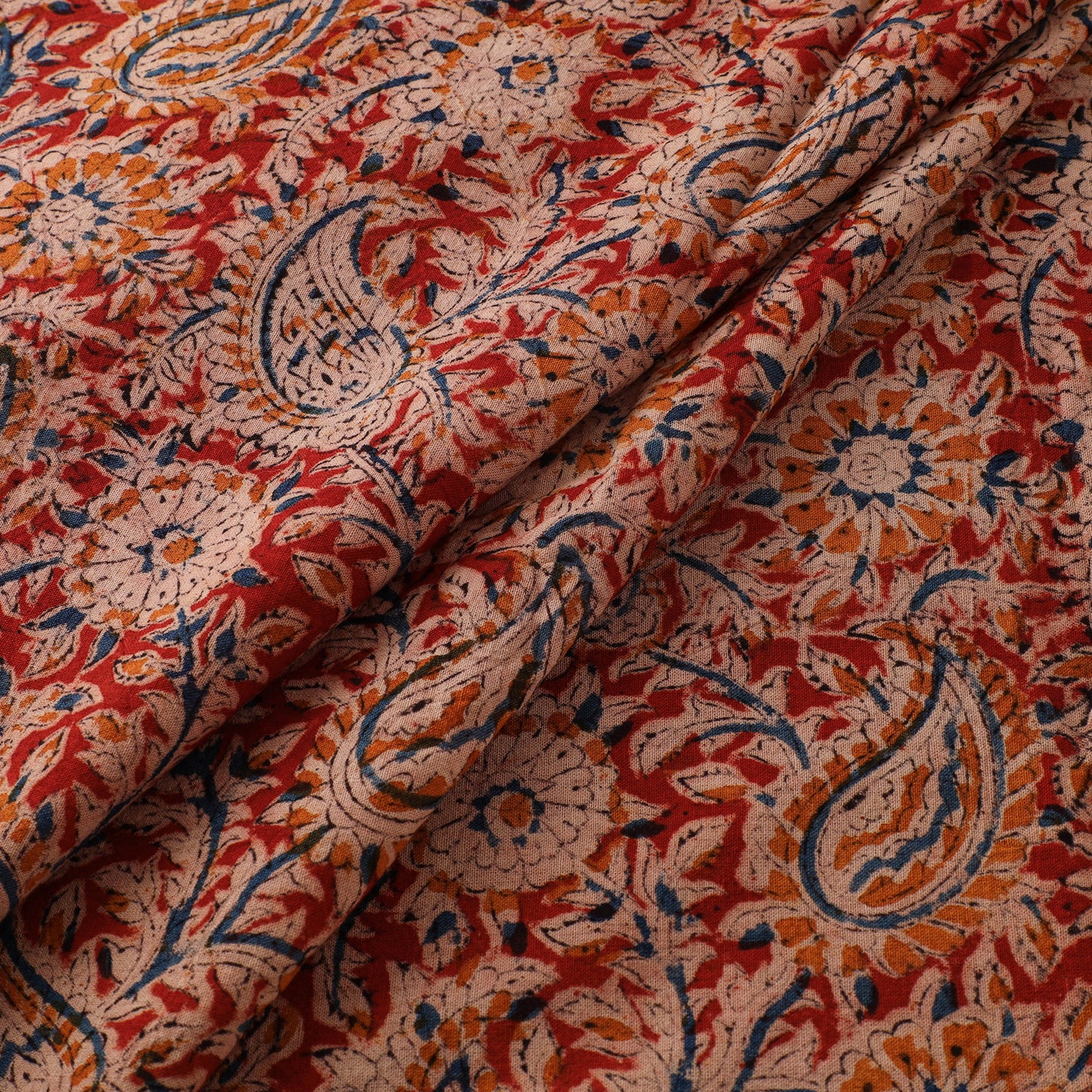 Pedana Hand Block Print Natural Dyed Cotton Kalamkari Fabric 07