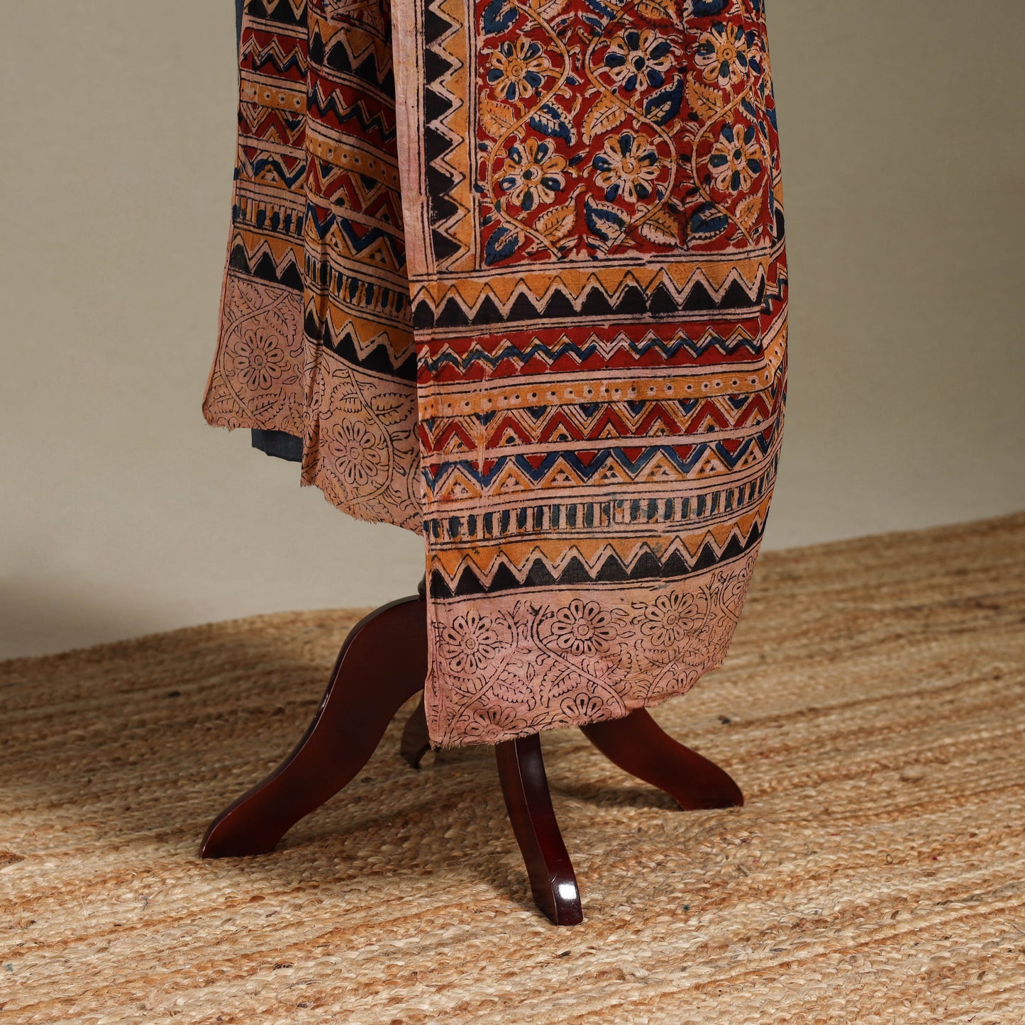 Red - pedana natural dyed cotton kalamkari dupatta 22