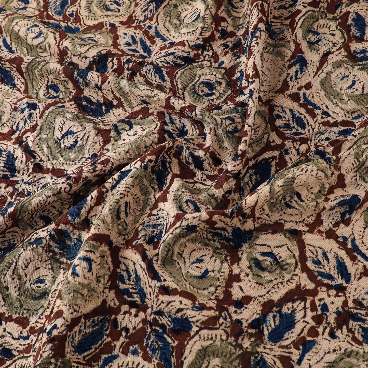 Pedana Hand Block Print Natural Dyed Cotton Kalamkari Fabric 11