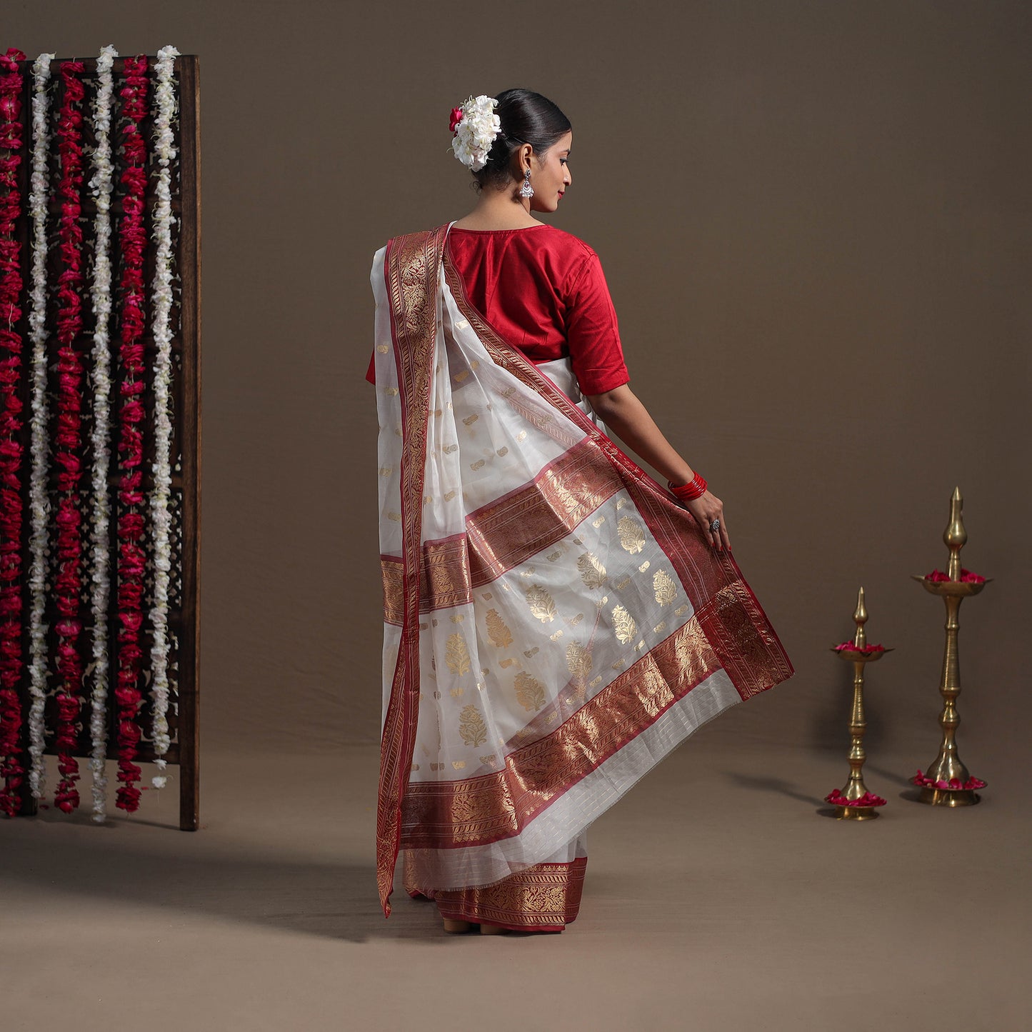 Durga Pooja Special - Traditional Handloom Chanderi Silk Saree 06