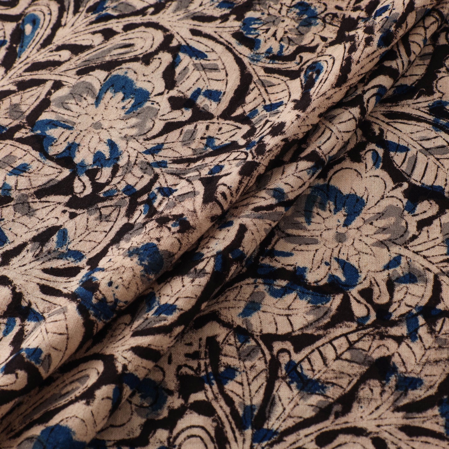 Pedana Hand Block Print Natural Dyed Cotton Kalamkari Fabric 12