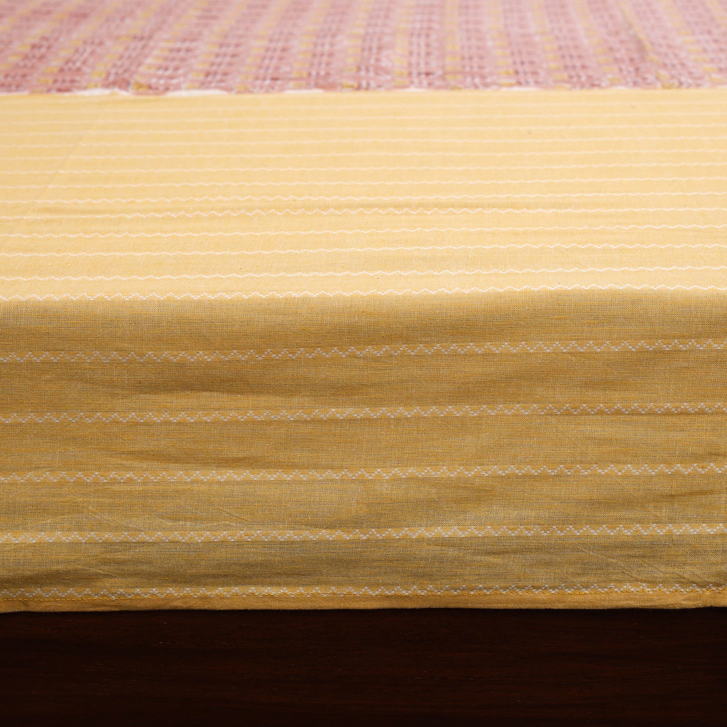 Beige Jacquard with Sanganeri Patch Cotton Bedsheet Set