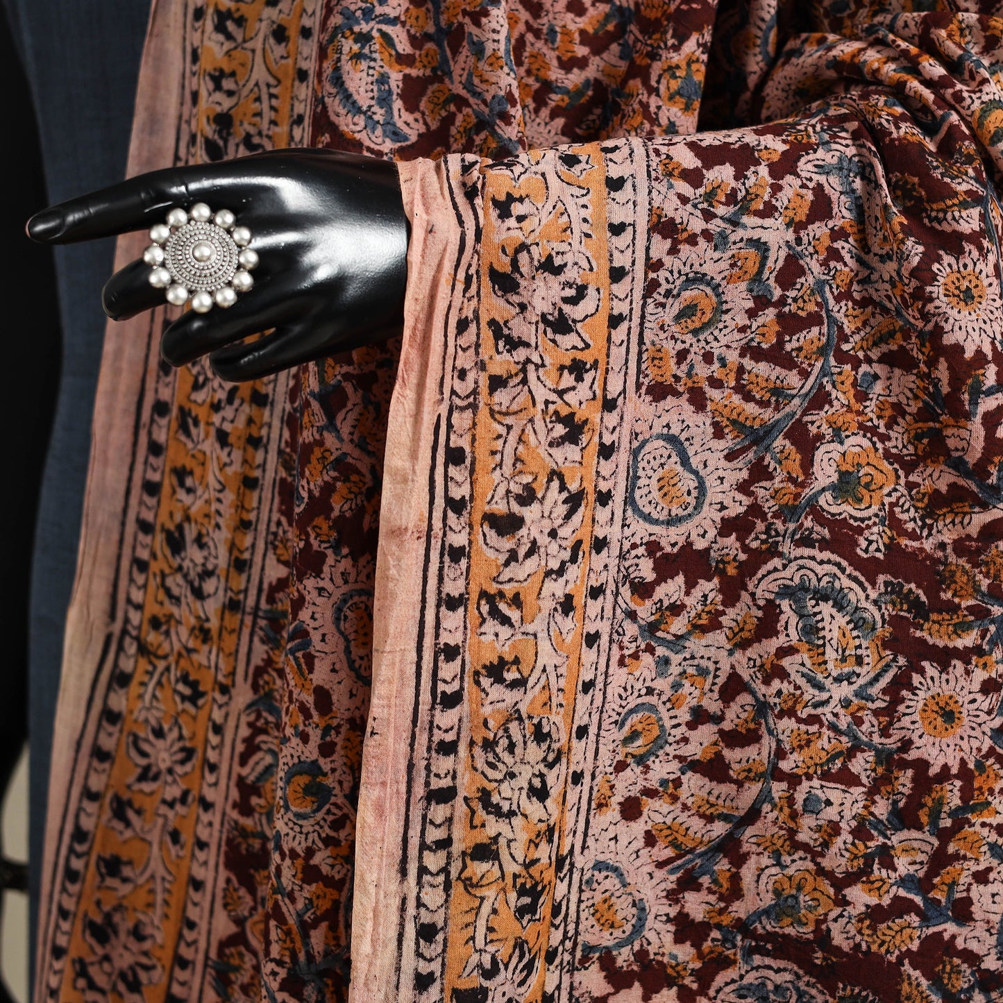 Maroon - pedana natural dyed cotton kalamkari dupatta 27