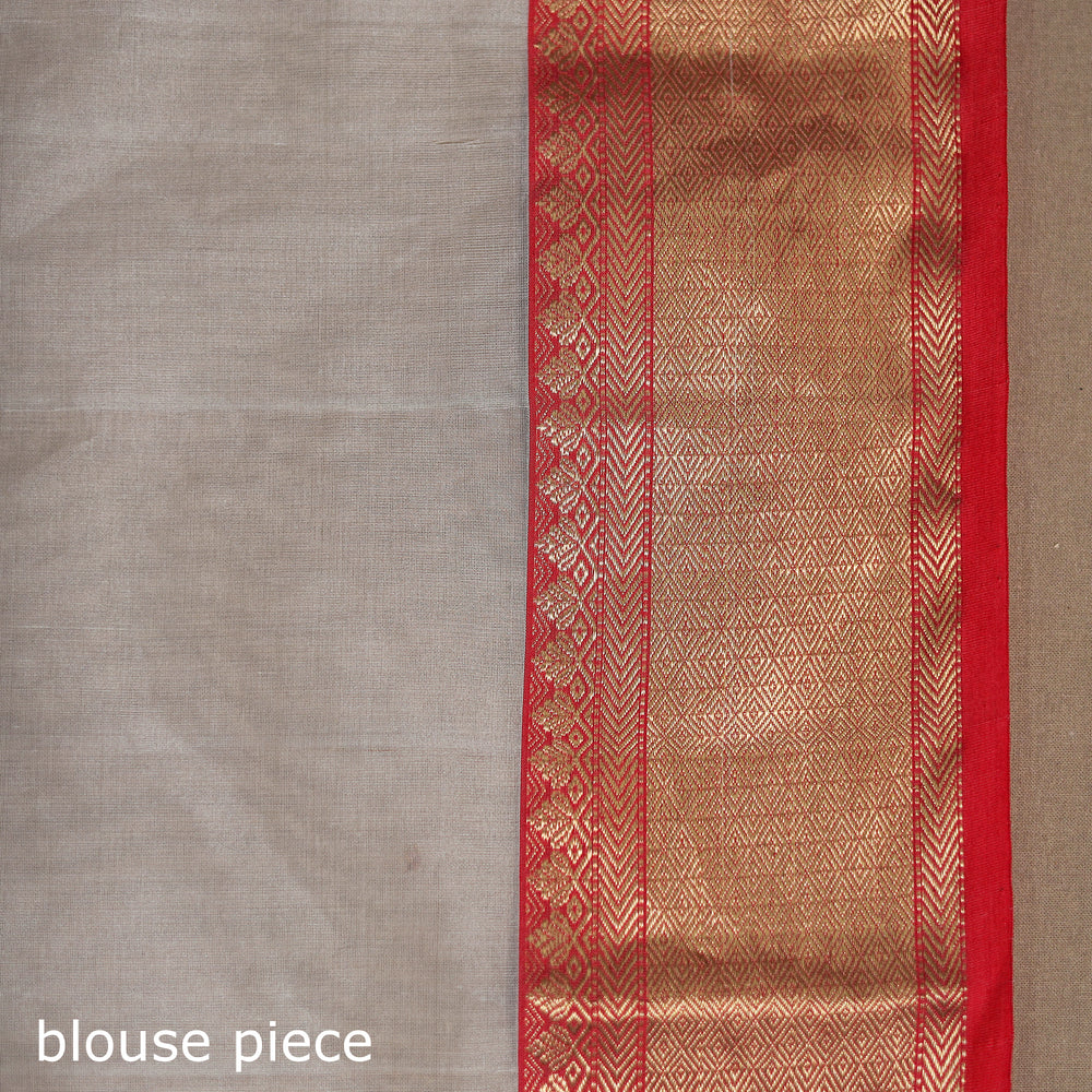 White - Durga Pooja Special - Traditional Handloom Chanderi Silk Saree 05