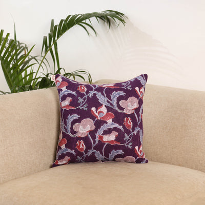 Purple - Block Print Sanganeri Cushion Cover 01