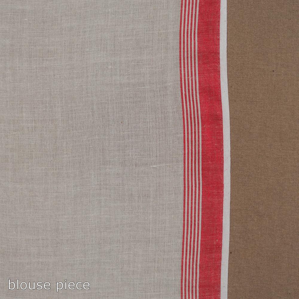 White - Durga Pooja Special - Handloom Cotton Burdwan Jamdani Saree 03