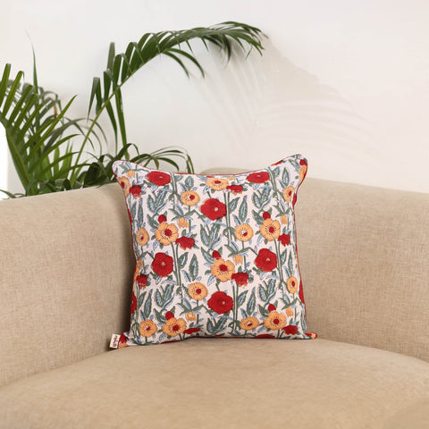 Multicolor - Block Print Sanganeri Cushion Cover 04
