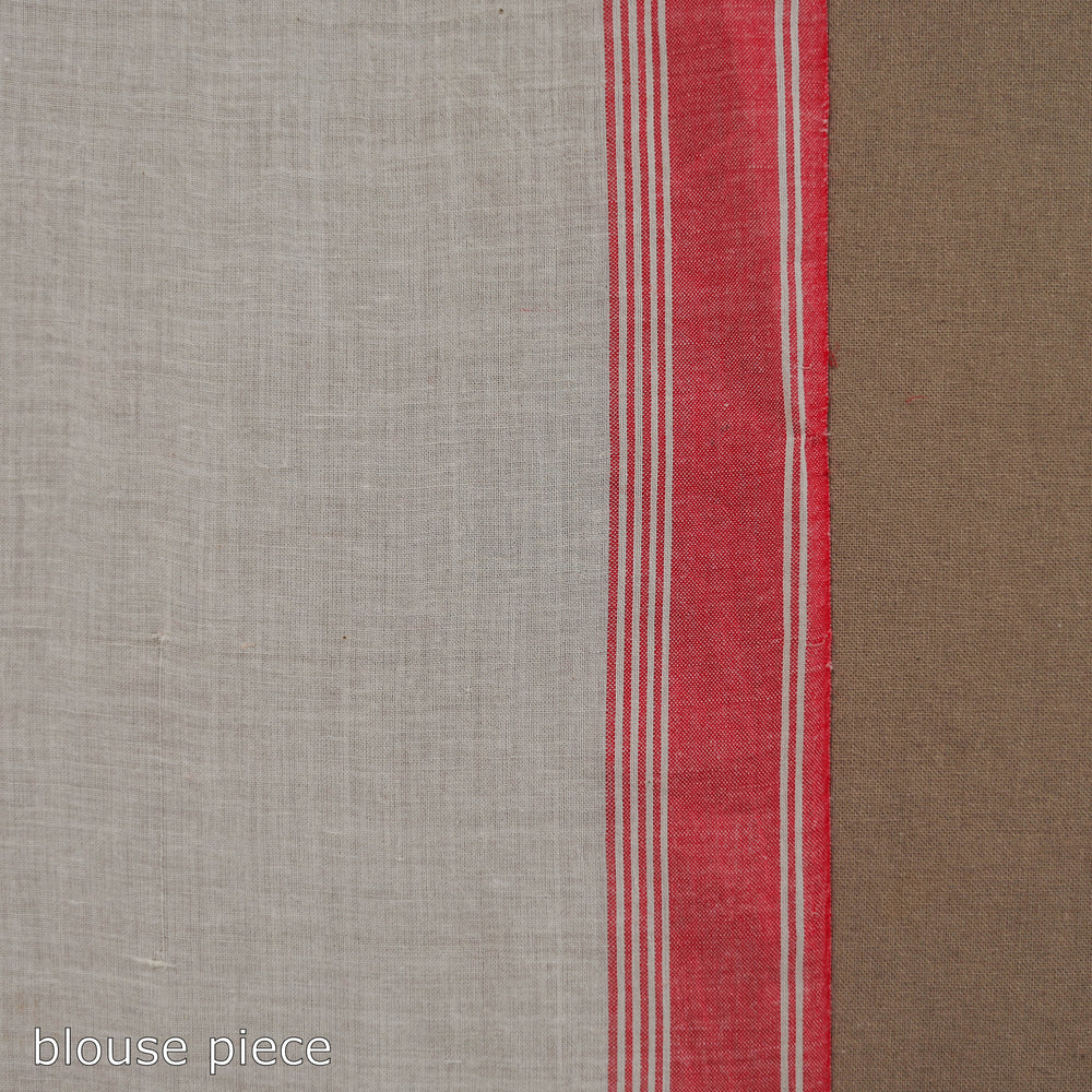 White - Durga Pooja Special - Handloom Cotton Burdwan Jamdani Saree 04