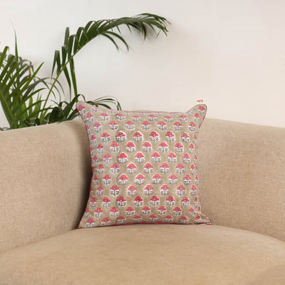 Brown - Block Print Sanganeri Cushion Cover 05