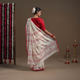 White - handloom cotton burdwan jamdani saree 05