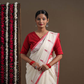 White - handloom cotton burdwan jamdani saree 05