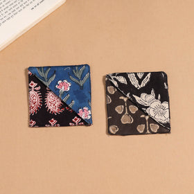 Multicolor - handmade cotton fabric corner bookmark (set
