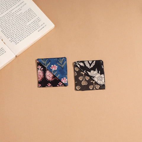 Multicolor - handmade cotton fabric corner bookmark (set
