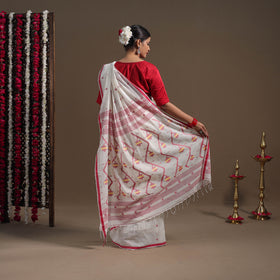  White Handloom Cotton Phulia Jamdani Saree