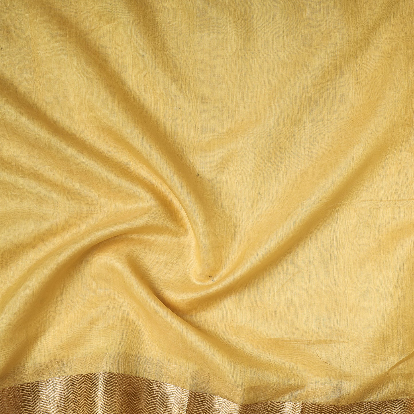 Yellow - Traditional Chanderi Silk Handloom Precut Fabric