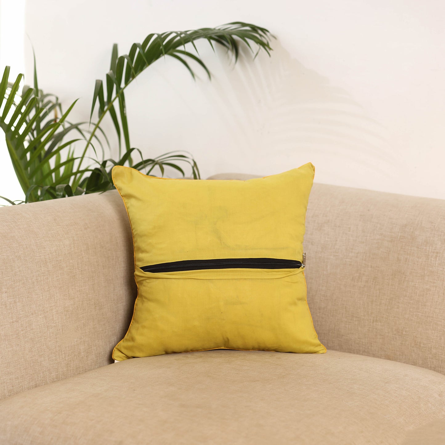 Yellow - Pochampally Ikat Cushion Cover 14