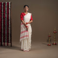 White - handloom cotton phulia jamdani saree 13
